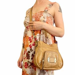 B Makowsky Croc-Embossed Leather Crossbody Bag